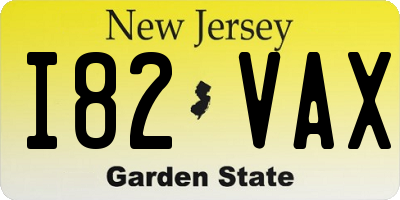 NJ license plate I82VAX