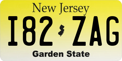 NJ license plate I82ZAG