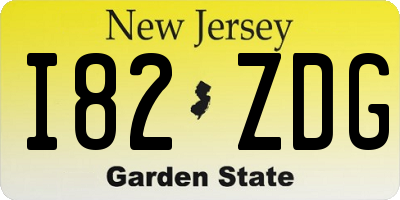 NJ license plate I82ZDG