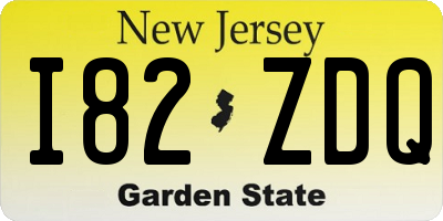 NJ license plate I82ZDQ