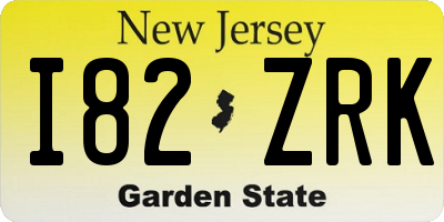 NJ license plate I82ZRK