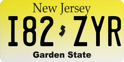 NJ license plate I82ZYR