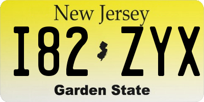 NJ license plate I82ZYX