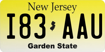 NJ license plate I83AAU