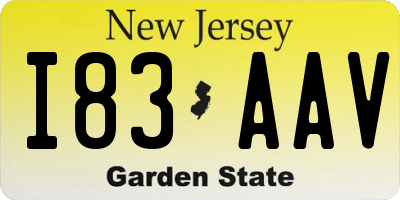 NJ license plate I83AAV