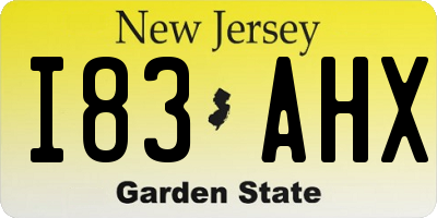 NJ license plate I83AHX