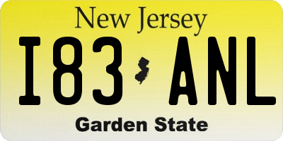 NJ license plate I83ANL
