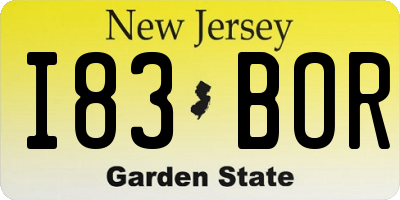 NJ license plate I83BOR