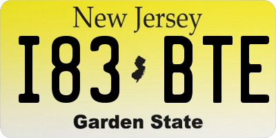 NJ license plate I83BTE