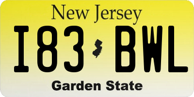 NJ license plate I83BWL