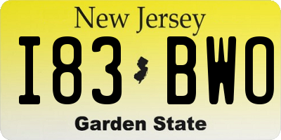 NJ license plate I83BWO
