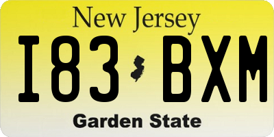 NJ license plate I83BXM