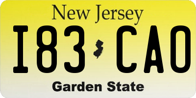 NJ license plate I83CAO