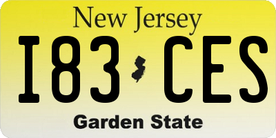 NJ license plate I83CES