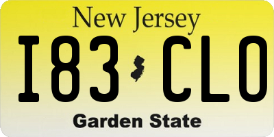 NJ license plate I83CLO