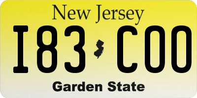 NJ license plate I83COO