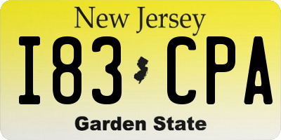 NJ license plate I83CPA