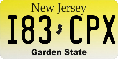 NJ license plate I83CPX