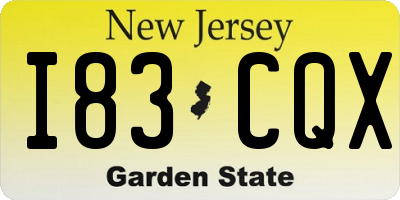 NJ license plate I83CQX