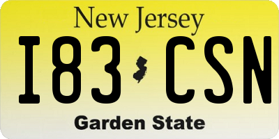 NJ license plate I83CSN