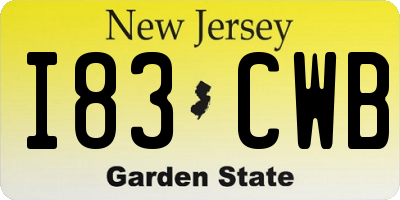 NJ license plate I83CWB