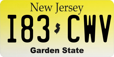 NJ license plate I83CWV