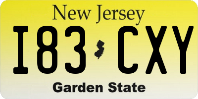 NJ license plate I83CXY