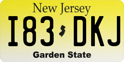 NJ license plate I83DKJ