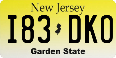 NJ license plate I83DKO