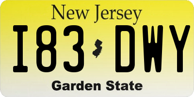 NJ license plate I83DWY