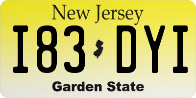 NJ license plate I83DYI