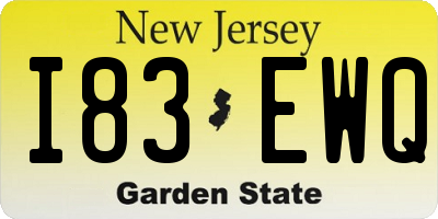 NJ license plate I83EWQ