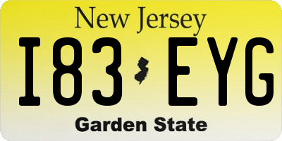 NJ license plate I83EYG