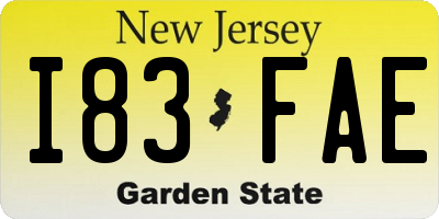 NJ license plate I83FAE