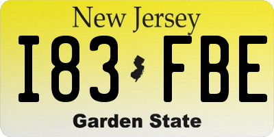 NJ license plate I83FBE