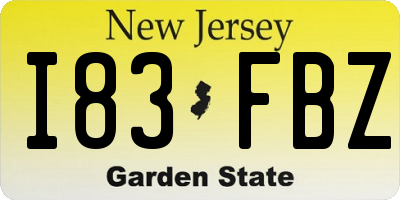 NJ license plate I83FBZ