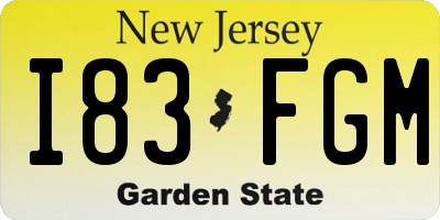 NJ license plate I83FGM