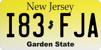 NJ license plate I83FJA