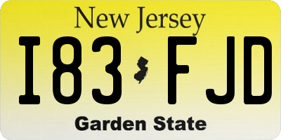 NJ license plate I83FJD