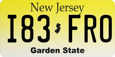 NJ license plate I83FRO