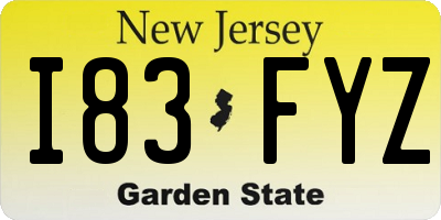 NJ license plate I83FYZ