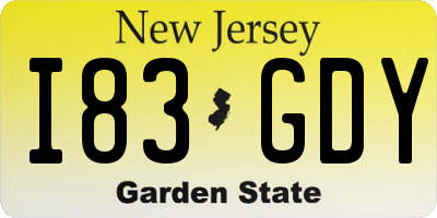 NJ license plate I83GDY