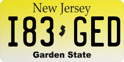 NJ license plate I83GED