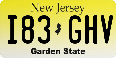NJ license plate I83GHV