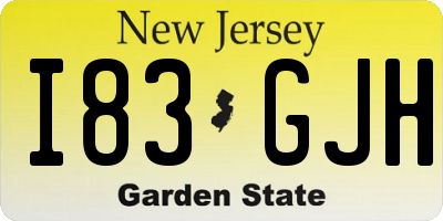 NJ license plate I83GJH