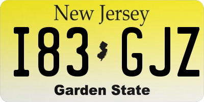 NJ license plate I83GJZ