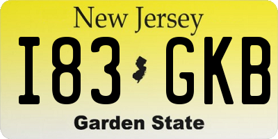 NJ license plate I83GKB