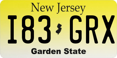 NJ license plate I83GRX