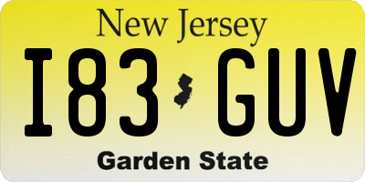 NJ license plate I83GUV