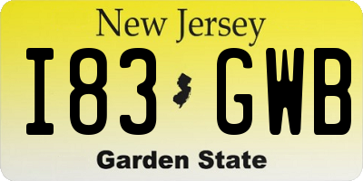NJ license plate I83GWB